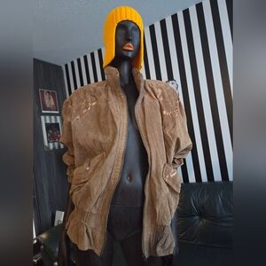 Irene Hill Suede Jacket Korea Sz L Bust 24" Sleeves 20" Waist 17" Length 30"